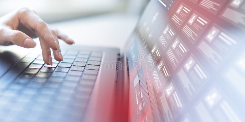 Digital Human Resources Management and Organizational Structure Displayed on a Virtual Interface stock photography