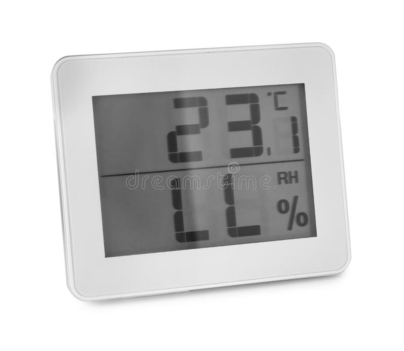 Digital Hygrometer Isolated on White. Meteorological Tool Stock Photo
