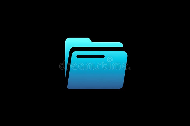 A digital icon depicting a blue folder against a black background, symbolizing royalty free illustration