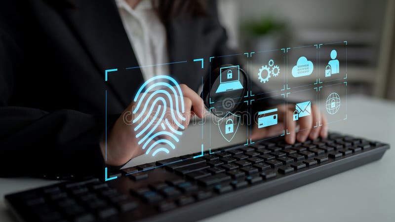 Digital Identity Protection and Biometric Authentication Latch royalty free stock image