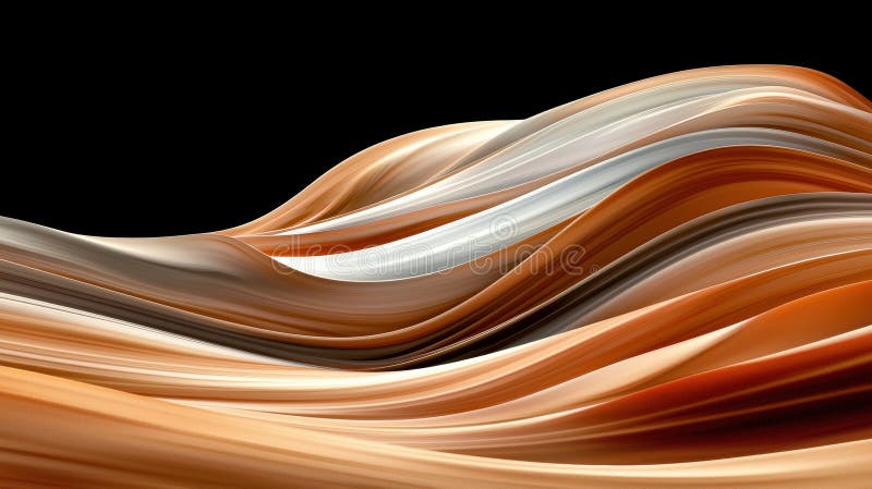 A digital illustration of abstract art featuring a wave-like pattern in shades of orange, brown, and white. stock photos