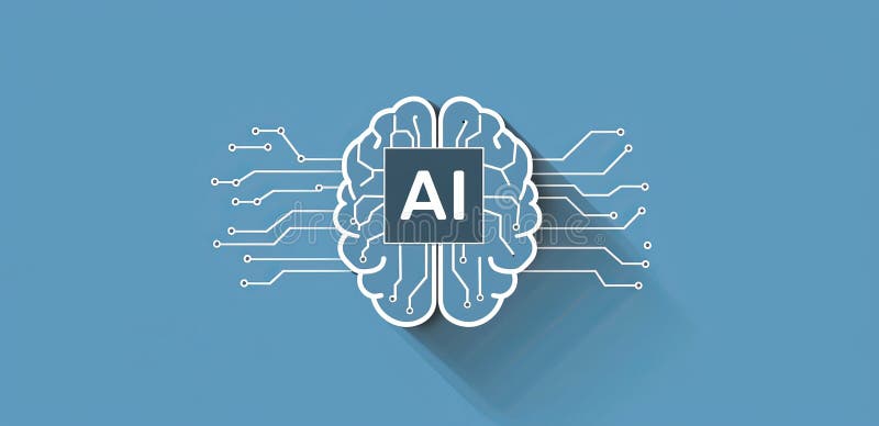 Concept de inteligență artificială cu design de creier și placă de circuite vector illustration