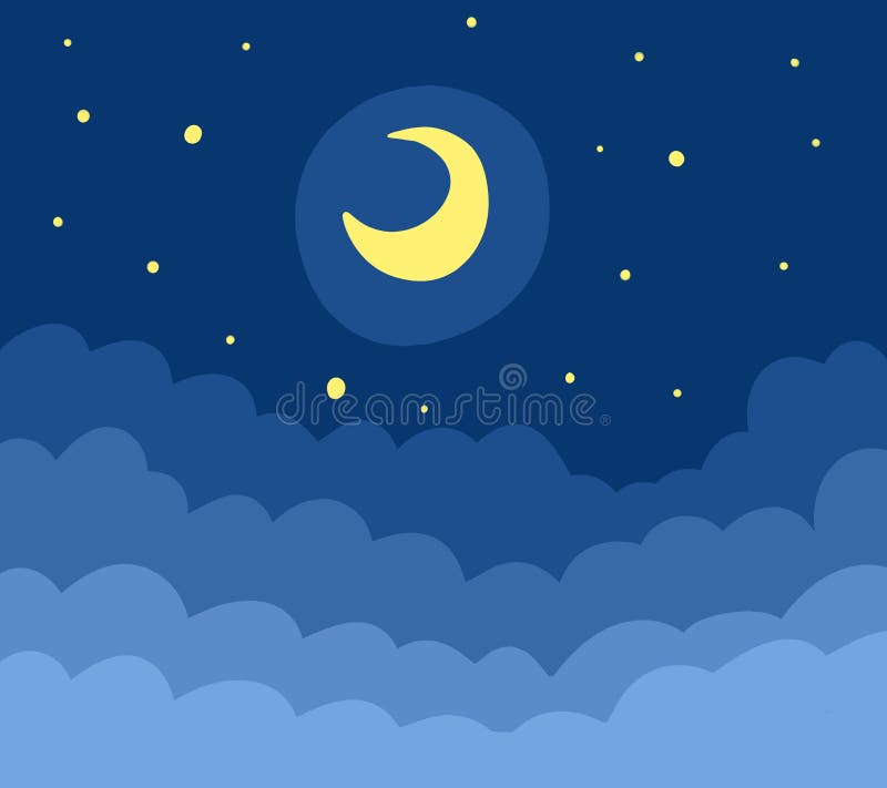 A Magical Fantasy Cloudy Night Sky Background Stock Illustration ...