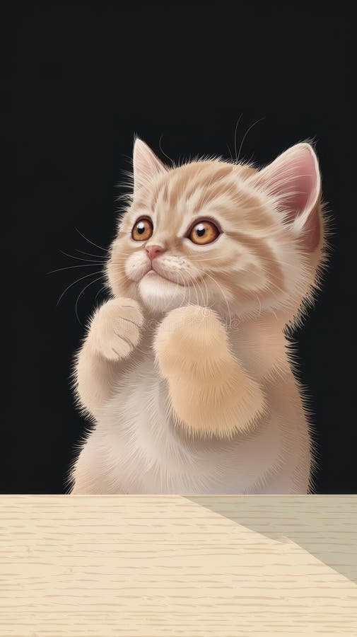 Digital Illustration of a Curious Cartoon Tabby Cat vector illustration