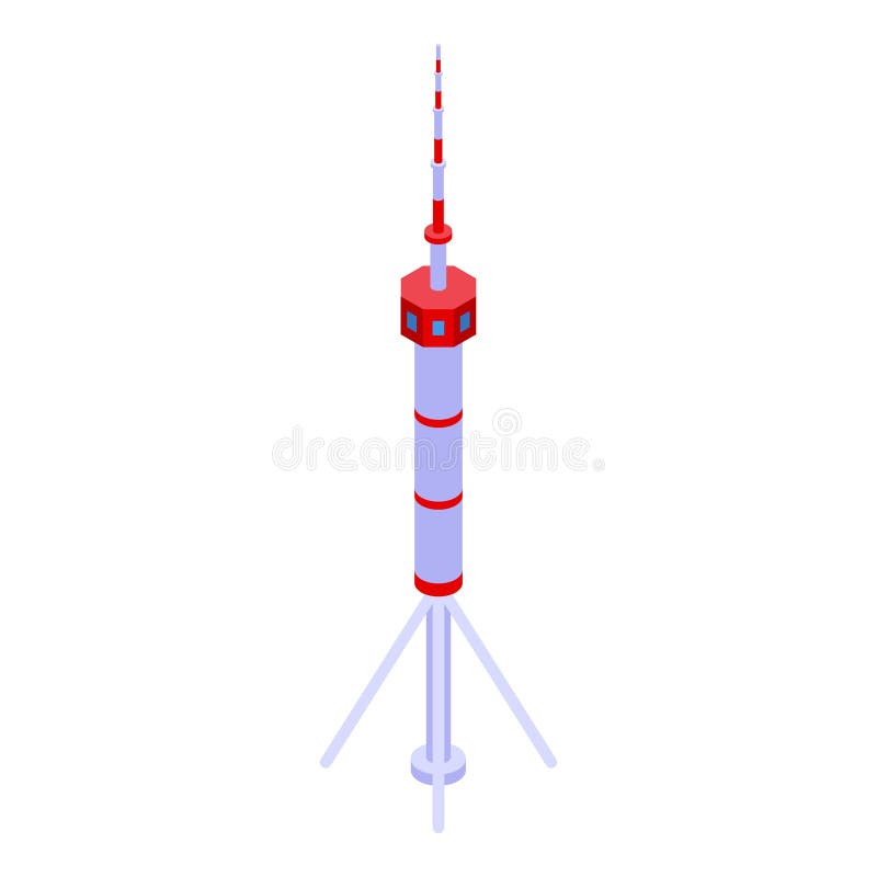 Digital illustration of a 3d isometric view of a modern radio communication tower royalty free illustration