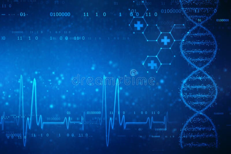 Digital Illustration of DNA structure, abstract medical background royalty free stock images