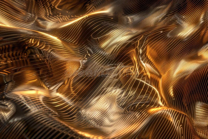 Ilustrarea digitală a valurilor de aur dinamice care creează o textură luxoasă și fluidă vector illustration