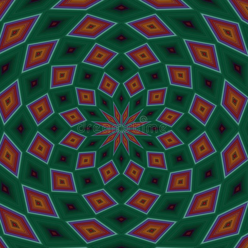 Digital illustration, geometric abstract colorful kaleidoscope royalty free illustration