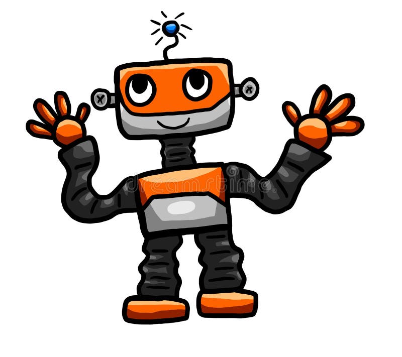 Orange Cartoon Doodle Robot Stock Vector Illustration of helper