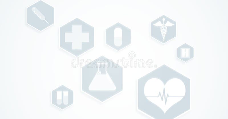 Digital illustration of medical icons. On white background. Medicine public health pandemic coronavirus Covid 19 outbreak concept digital composite stock images Digital illustration of medical icons. On white background. Medicine public health pandemic coronavirus Covid 19 outbreak concept digital composite stock images