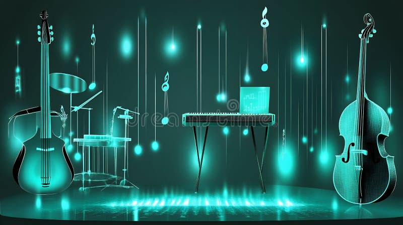 A digital illustration of musical instruments royalty free illustration