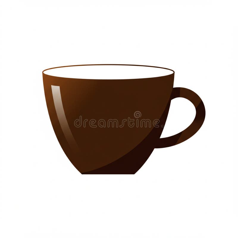 A digital illustration of a simple, stylized coffee cup with a rich brown color and a smooth royalty free illustration