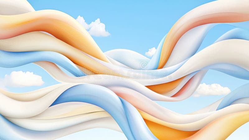 A digital illustration of a sky with clouds and flowing clouds. stock photo