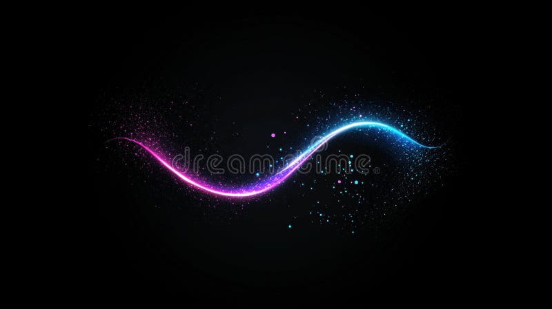 A digital illustration of a wavy line with glowing particles. royalty free stock photos