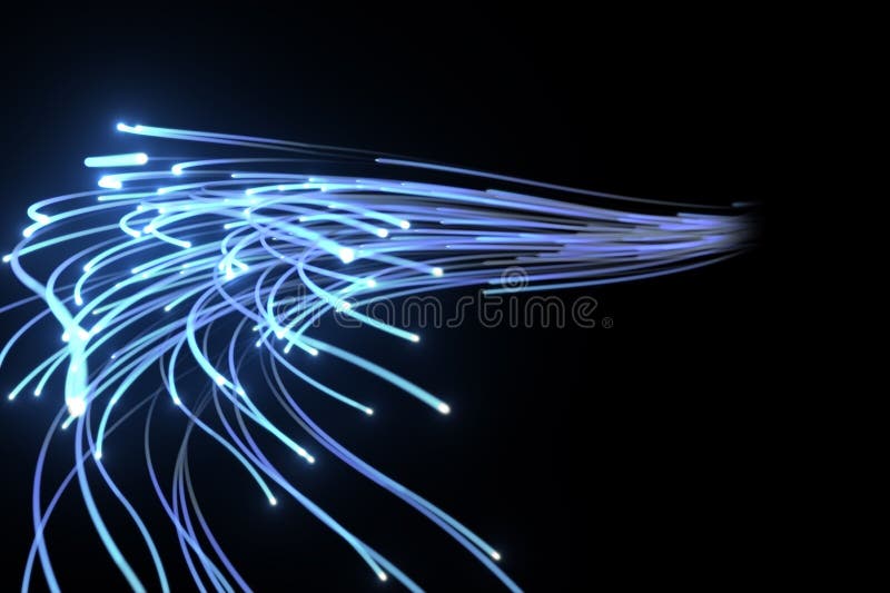 Digital image of blue illuminated fiber optics stock illustration