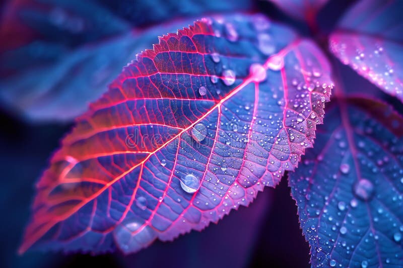 Digital image of closeup of the veins on an autumn leaf, illuminated royalty free illustration.
