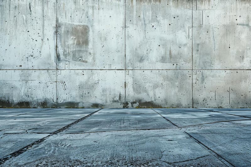 Digital image of concrete wall, empty concrete floor, high resolution, ultra realistic photography stock illustration