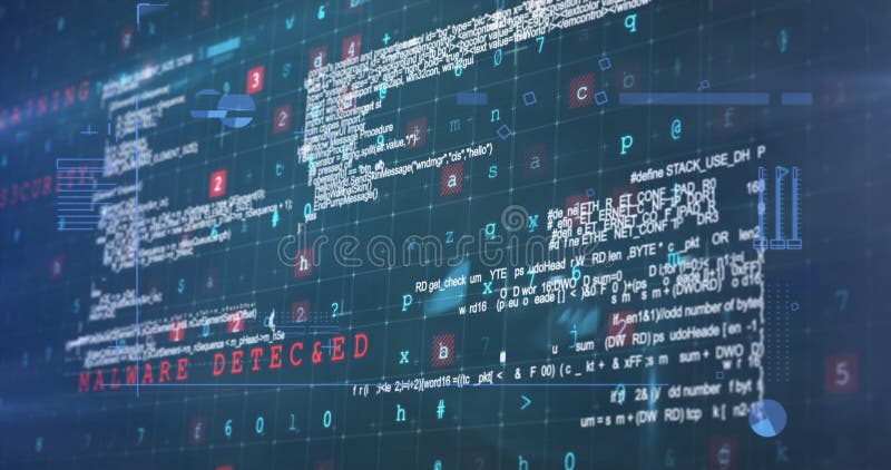 Digital image of cyber security data processing against blue background stock photos