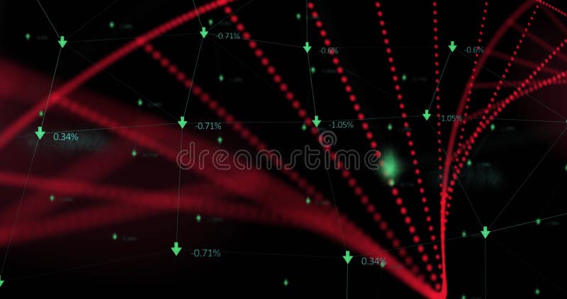 Digital image of dna structure spinning against network of connections on black background royalty free stock photos