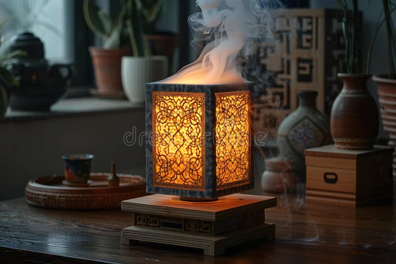 Digital image of electrical light with smoke coming out of it stock illustration.