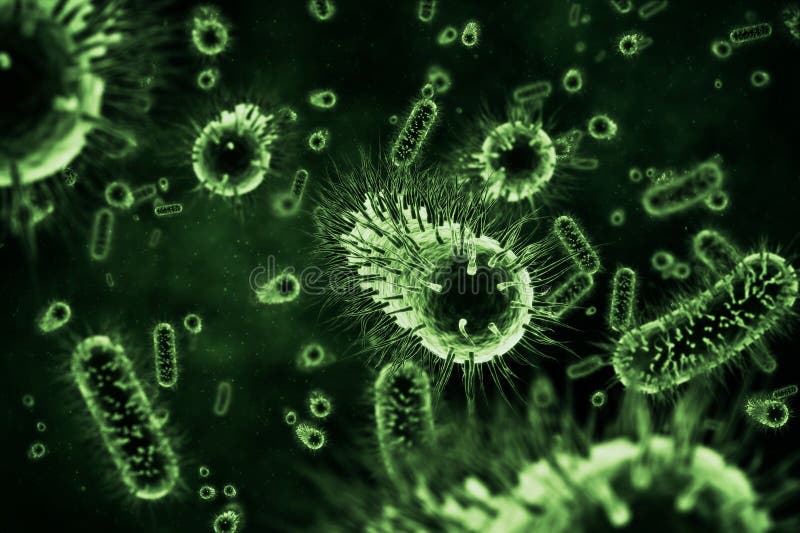 Digital image of green bacterium stock illustration