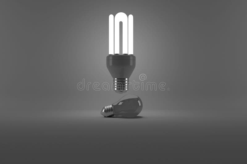 Digital image of illuminated energy efficient lightbulb over bulb royalty free illustration