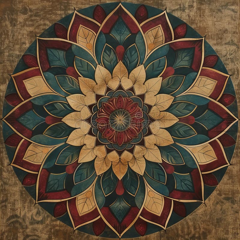 Digital image of mandala artwork on a dark background, high quality, high resolution stock illustration.