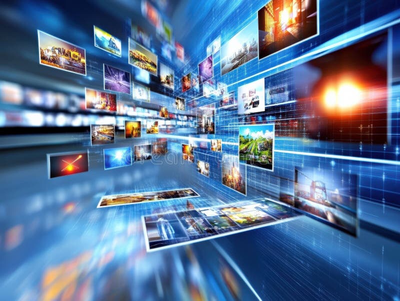 Digital Image Streaming and Multimedia Experience vector illustration