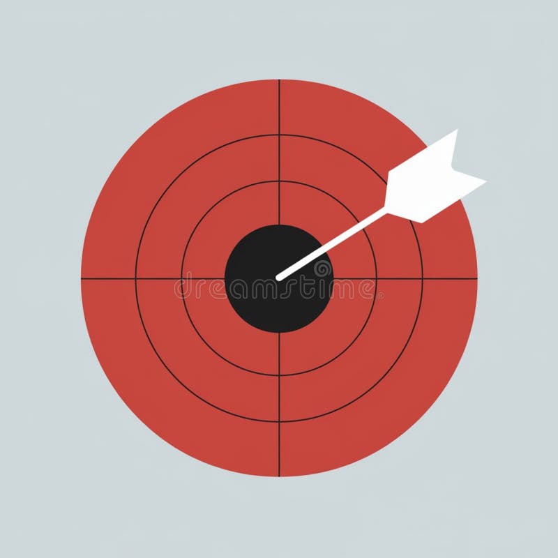 A digital image of a target with a red circle and an arrow. vector illustration