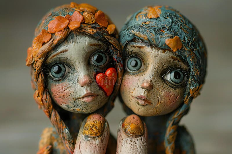 Digital image of two peoples finger is painted with heart broken royalty free illustration