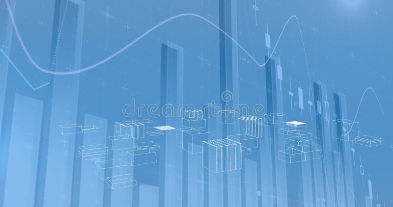Graphs and virtual buildings in a city stock illustration