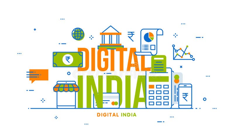 Digital India Concept with Financial Elements. Stock Illustration -  Illustration of economy, money: 115140503