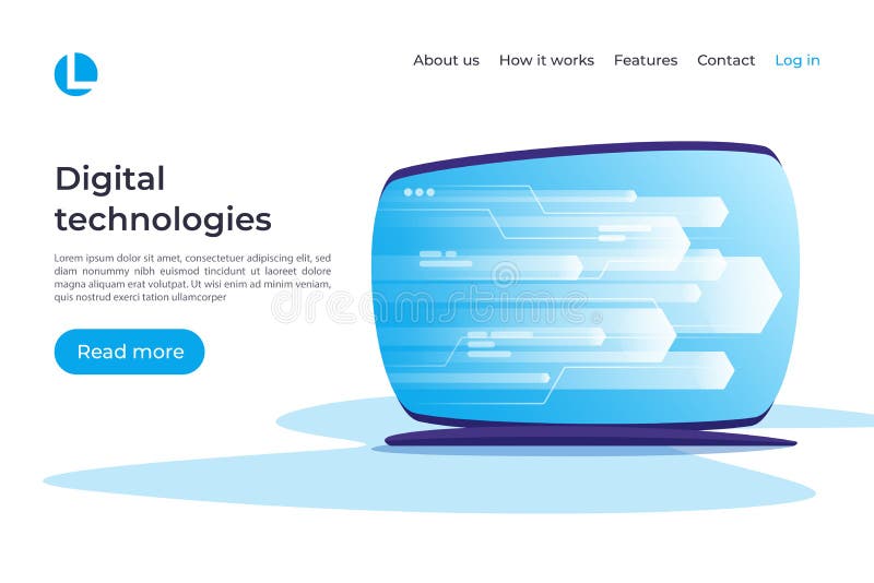 Digital information technologies, networking, data processing ve vector illustration