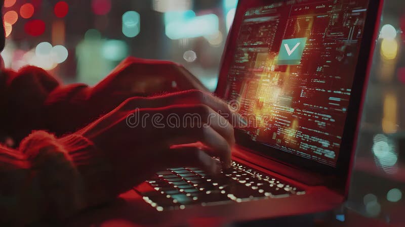 Digital innovation showcase urban setting technology use nighttime close-up view modern concepts stock illustration