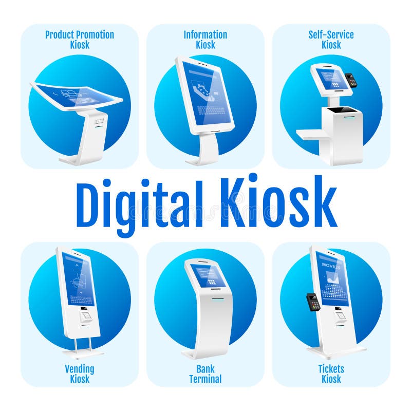 Digital Kiosk Vector Infographic Template Stock Vector Illustration