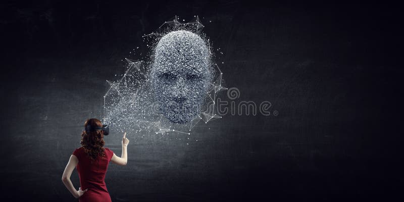 Digital-Kopf, k? nstliche Intelligenz und virtuelle Realit? t Gemischte Medien stockbild