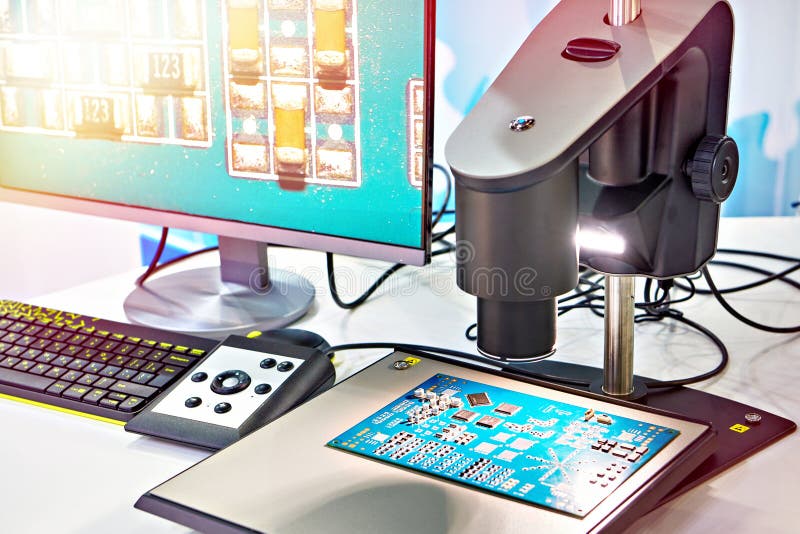 Digital Microscope and Monitor Stock Image Image of manufacturing, computer 236225011
