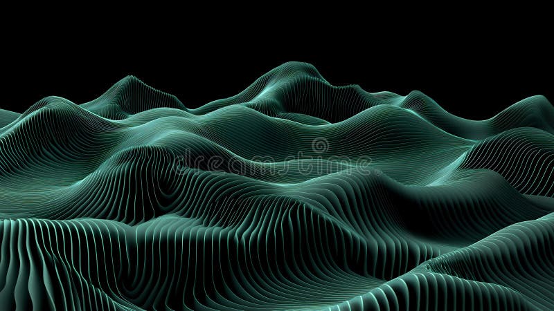 Digital landscape of flowing lines vector illustration