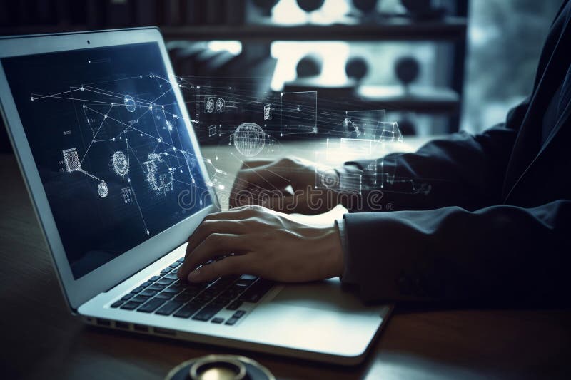 Digital Law and Online Technology. AI Generated Stock Illustration