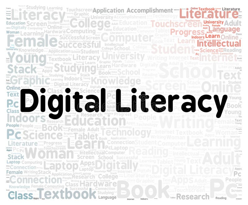 Digital Literacy Word Cloud Shape Stock Illustration Illustration of