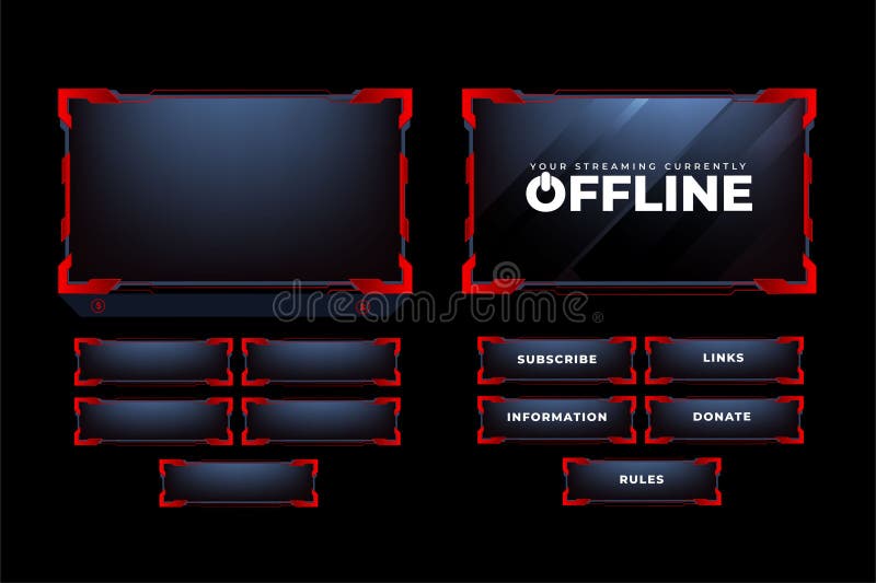 Digital Live Streaming Overlay Decoration with Dark Red Color