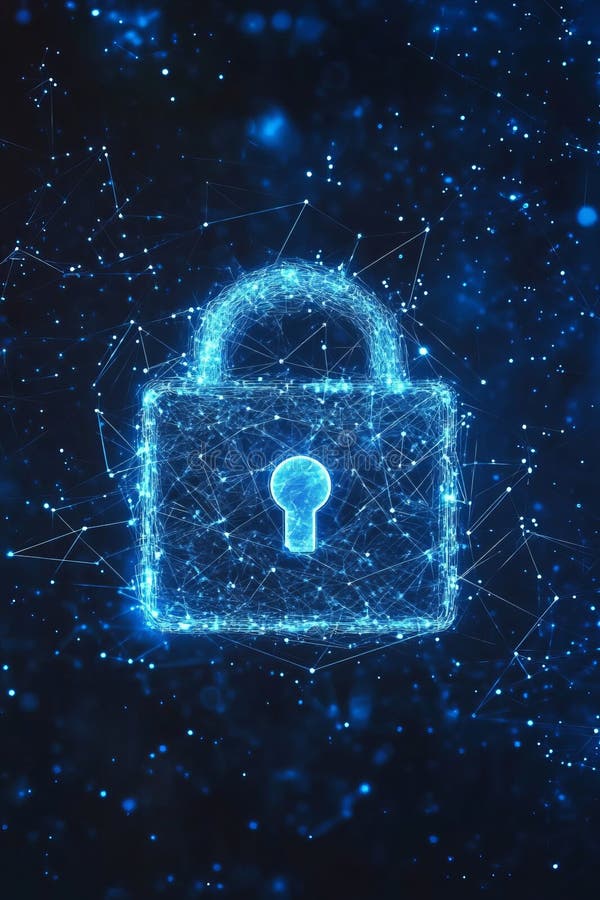 Digital Lock Symbol in Cybersecurity and IoT Conceptual Design vector illustration