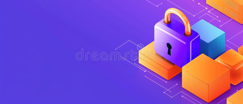 Digital locks layered upon data streams symbolize privacy in big data usage, creating secure environment stock photography