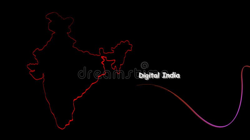 Digital and Make in India Neon Shiny Light Map with Slogan Wallpaper  Background 3D Text Image Stock Illustration - Illustration of bright,  boundary: 209473541