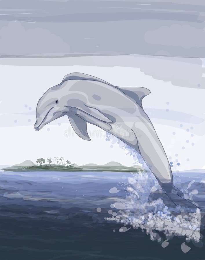 Glücklicher Springender Delphin Vektor Abbildung Illustration von