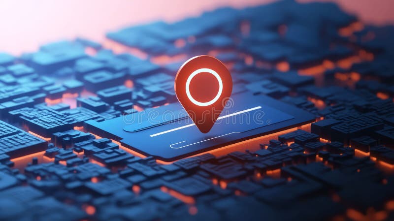 Digital map marker on a futuristic circuit board background, Generative AI