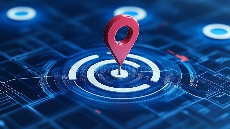 A digital map marker indicating location on a high-tech interface vector illustration