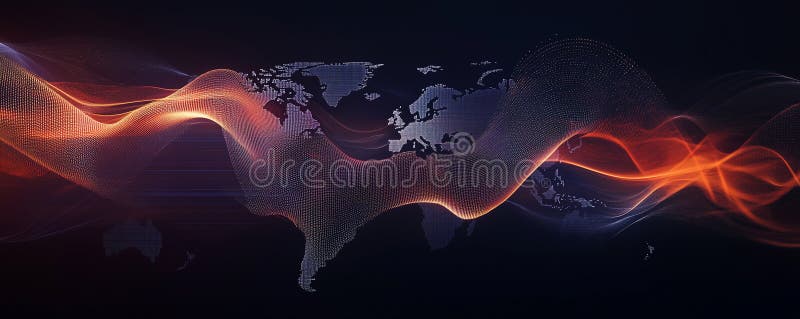 Digital map of the world showcasing dynamic stock market data visualization and global financial trends royalty free stock photo
