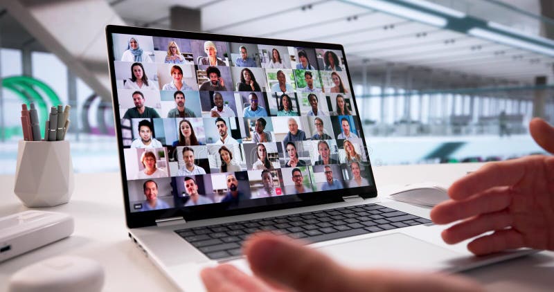 Digital Marketing Analyst Hosting Virtual Financial Conference Webinar stock photo