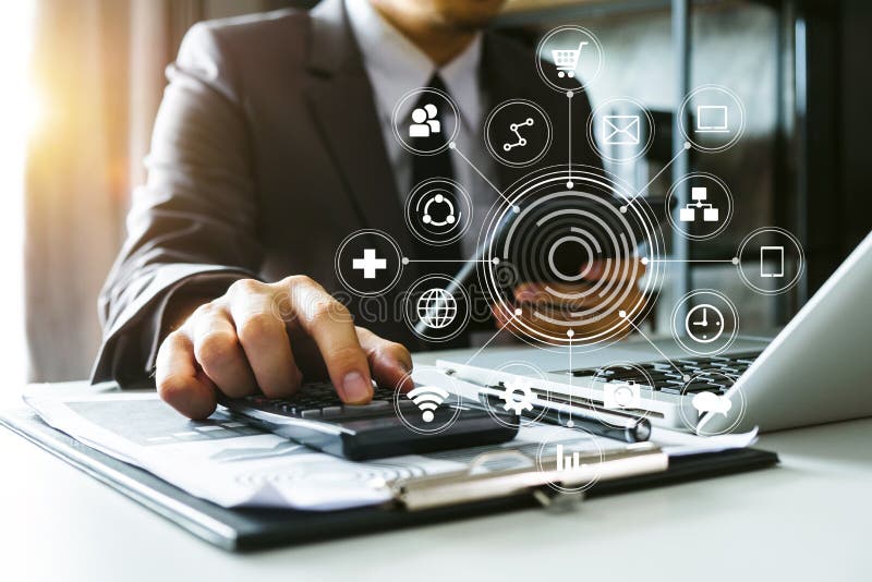 Digital marketing Business making presentation stock photography